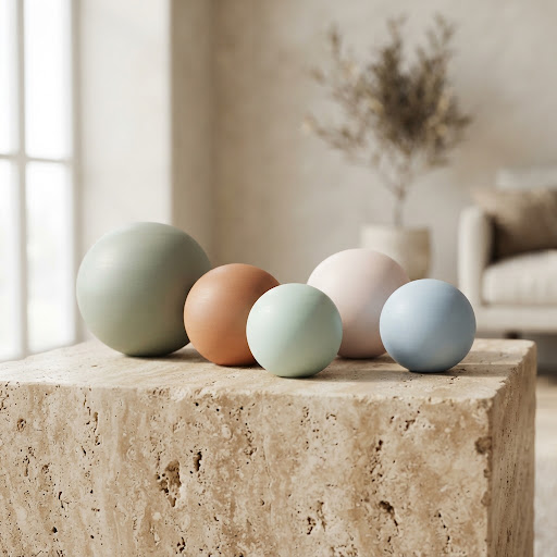 Soft sculptural forms in sage green and ivory, evoking a calm daily mood check-in